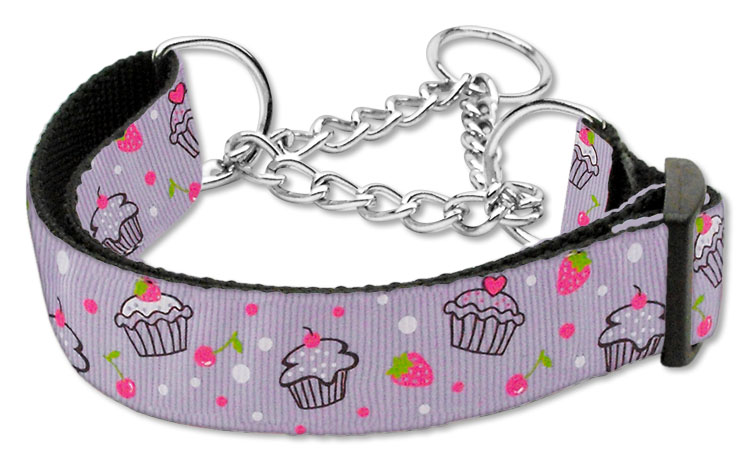 Cupcakes Nylon Ribbon Collar Martingale Large Purple